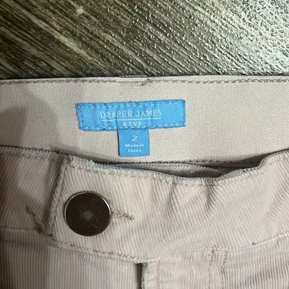 🩷 High-Rise Light Pink Corduroy Pants with Assymetrical Waist Button Detail - Picture 6 of 6